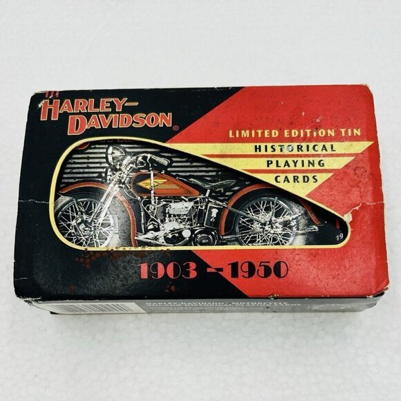 Harley Davidson LIMITED EDITION TIN HISTORICAL PLAYING CARDS 1903-1950 Unopened - Picture 1 of 8